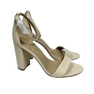 Sam Edelman Women’s Size 9.5 Ivory Leather Yaro Ankle Strap Block Heel Sandals